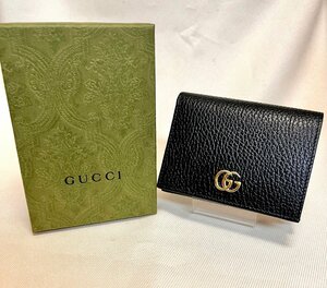 GUCCI　グッチ　GGマーモント　レザー　カードケース（コイン＆紙幣入れ付）　ブラック　未使用　qoj.YQA19