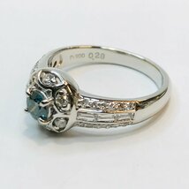 PT900　ブルーダイヤリング　B0.28ct　D0.52ct　12号 qoj.YH408_画像2