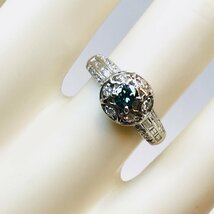 PT900　ブルーダイヤリング　B0.28ct　D0.52ct　12号 qoj.YH408_画像5