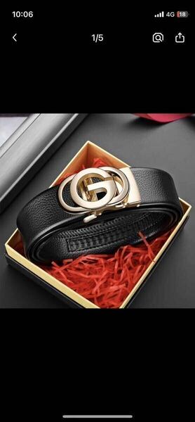 Gucci ベルト　（グッチ）シグネイチャーレザーベルト　ゴールド インターロック