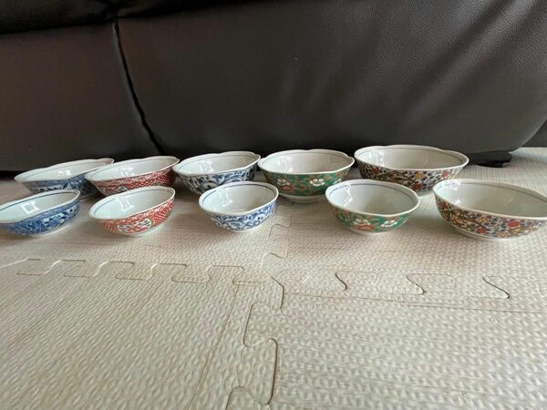 新品　有田焼　色絵食器セット　竹斎 林斎 小鉢 中鉢　取り皿　小皿　中皿　10個 茶碗 和食器 有田焼 小皿