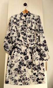  new goods * tag attaching [igrek]i gray k Italy made cloth * deformation trench coat unbleached cloth floral print M size made in Japan 71,500 jpy ( tax included )