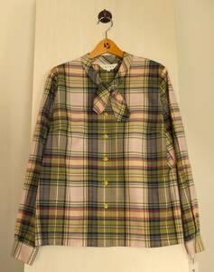  new goods * tag attaching [igrek]i gray k Italy made cloth * Mini Thai blouse yellow green check L size made in Japan 30,800 jpy ( tax included )