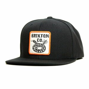 新品 Brixton ブリクストン トラッカーキャップ スナップバック フラットバイザー 蛇スネークワッペン 企業風 ブラック 黒