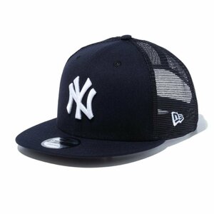 新品 NEWERA ニューエラ メッシュキャップ NY ヤンキース 9FIFTY Tracker スナップバック フラットバイザー 紺 ネイビー