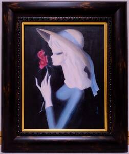 Art hand Auction [F6 size] Seiji Togo [A single rose] Hand-painted oil painting / Guaranteed to be hand-painted / Signed and sealed / Oil painting / Frame / Framed / Reproduction / Search (Ichiro Tsuruta, Tsuguharu Foujita), Painting, Oil painting, Portraits