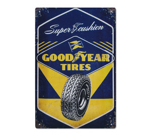 グッドイヤー GOODYEAR ブリキ看板 サインプレート サインボード インテリア レトロ おしゃれ アメリカン雑貨 A4 Super Cushion