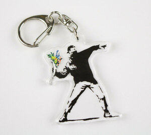 バンクシー キーホルダー おしゃれ メンズ レディース キーリング アメリカン雑貨 アクリルキーホルダー BANKSY Flower Bomber