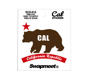 カリフォルニアリパブリック ステッカー アメリカン 車 バイク おしゃれ かっこいい Swapmeet Cal STICKER カリフォルニア州旗 CALベア