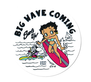 ベティ・ブープ ステッカー おしゃれ かわいい キャラクター アメリカ サーフィン ハワイアン 車 バイク BETTY BOOP BIG WAVE COMING