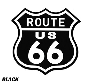 ルート６６ ROUTE66 ステッカー シール アメリカン おしゃれ かっこいい 車 バイク スーツケース シールドサイン サイズM ブラック