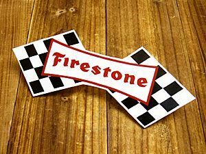 ステッカー アメリカン 車 おしゃれ バイク ヘルメット かっこいい 復刻 ファイアストン ファイヤストーン Firestone チェッカー