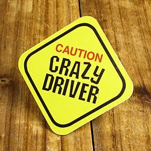 ステッカー 車 アメリカン おしゃれ バイク ヘルメット かっこいい CAUTION CRAZY DRIVER