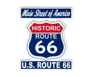 ステッカー アメリカン おしゃれ かっこいい 車 アウトドア スーツケース バイク ビンテージ 広告 ラベル ルート66 ROUTE66 ブルー