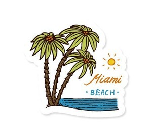 ステッカー サーフィン アメリカン 車 アウトドア スーツケース おしゃれ かっこいい レトロ バイク SURFS UP DECAL ヤシの木 MIAMI BEACH