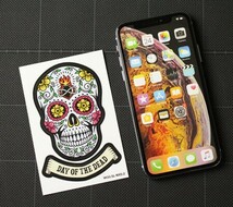 ステッカー スカル メキシカンスカル アメリカン 車 アウトドア スーツケース バイク ハロウィン MEXICAN SKULL DAY OF THE DEAD パープル_画像3