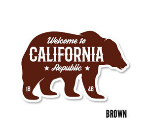 ステッカー アメリカン おしゃれ かっこいい 車 クマ 熊 カリフォルニア Welcome to California Decal グリズリー サイズS ブラウン