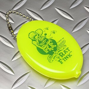 ラットフィンク 小銭入れ ラバーコインケース RAT FINK スタンディング ネオンイエロー