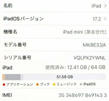 ★ケース付！Apple アップル iPad mini 8.3インチ 第6世代 Wi-Fi+Cellular 64GB MK8E3J/A パープル 美品！★_画像10