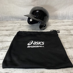 アシックス asics Mサイズ BPB280 硬式打者用ヘルメット 両耳 高校野球対応 袋付き ブラック