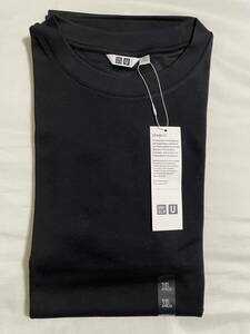 未使用 UNIQLO U エアリズムコットンオーバーサイズTシャツ（5分袖） XL ブラック ユニクロ 2023SS