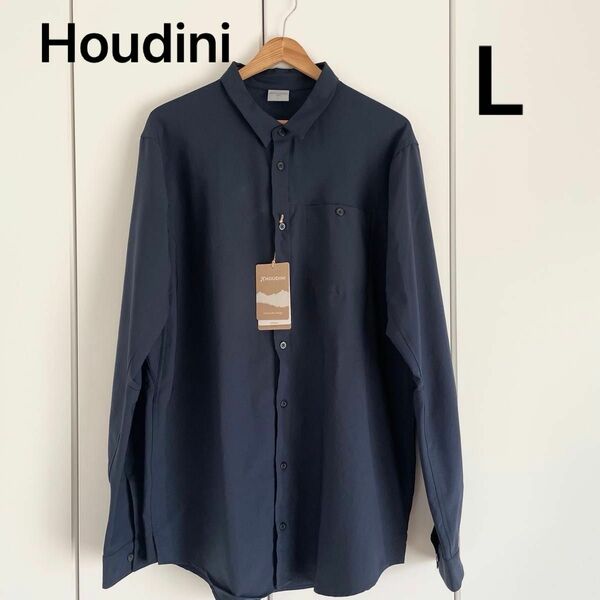 新品 Houdini Longsleeve shirt L ブルーイリュージョン フーディニ 速乾 ストレッチ 長袖シャツ 濃紺