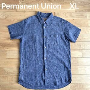 美品 Permanent Union リネン半袖シャツ XL ネイビー / パーマネントユニオン Linen Shirt Navy