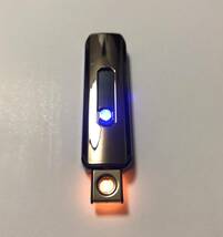 USB 充電式 ライター 電子ライター 黒 ブラック タバコ　軽量 b_画像7