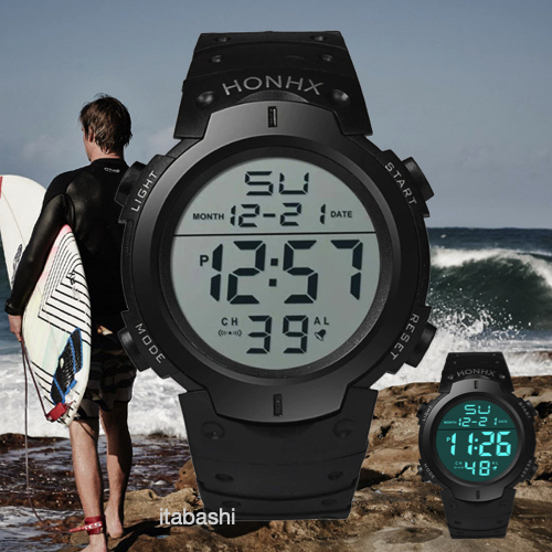 HONHX 腕時計 デジタル腕時計 3気圧防水 ダイバーズウォッチ b