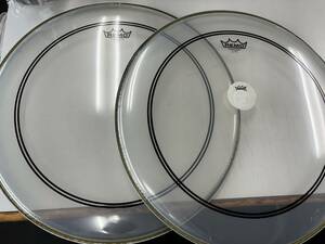  free shipping used REMO power stroke 3 drumhead 22 -inch 2 pieces set 