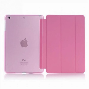 iPad mini 1/2/3 用 PU レザーカバー +ハードケース 超薄 軽量型 スタンド機能 スマートカバー ケース 三つ折 ピンク