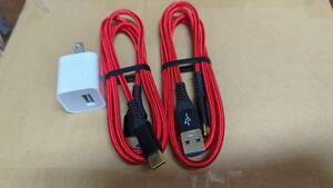 USB AC адаптор есть, 2 шт USB Type-C 1m красный нейлон сетка USB внезапный скорость зарядка кабель модель C кабель android смартфон 