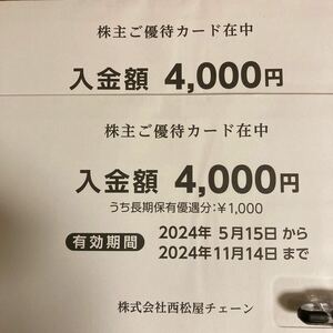 最新　西松屋株主優待カード８０００円分　有効期限　２０２４年１１月１４日まで