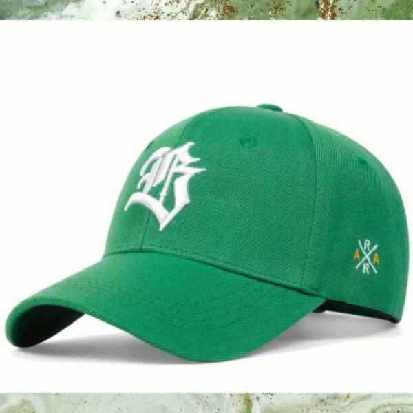 キャップ 帽子 ベースボール ユニセックス グリーン 緑 刺繍 調節可能 通気性