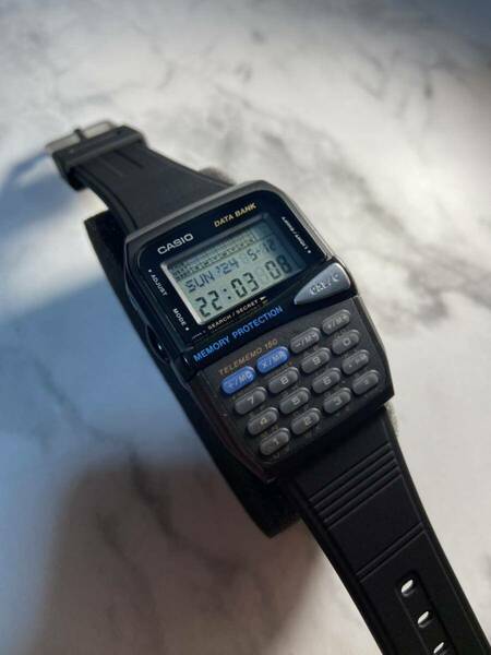 ★90's Vintage★【送料無料】 CASIO DATABANK DBM-150 JAPAN 新品電池 新品ベルト データバンク オールブラック ヴィンテージカシオ！！