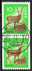 [ использованный * железная дорога mail печать ] Япония олень 10 иен пружина пара ( полный месяц печать )A