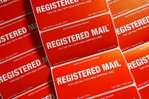海外紙もの　USPS アメリカ郵便公社 【REGISTERED MAIL 】　書留郵便　2014年　郵便ラベル　シール　ラッピング 　30枚