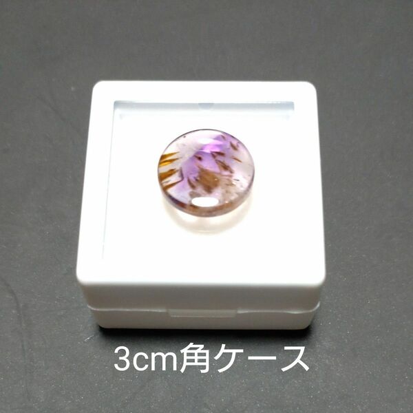 天然石 ルース 　カコクセナイトインアメジスト　ブラジル産　12×12×3.1㍉　3.85ct