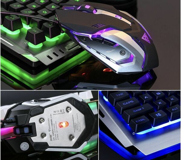 ゲーミングキーボード キーボードとマウスセット 人間工学的 バックライト付き メカニカル ゲームキーボード ブラック