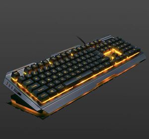 ゲーミングキーボード キーボードとマウスセット 人間工学的 バックライト付き メカニカル ゲームキーボード　ブラック　オレンジ