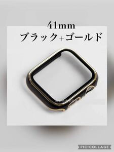 Apple Watch アップル ウォッチ プラスチック 文字盤 ケース カバー 41mm　ブラック+ゴールド