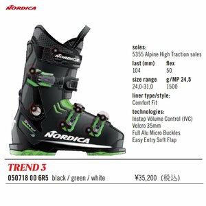 1445443-NORDICA/TREND 3 メンズ スキーブーツ 初級 ワイド幅/27