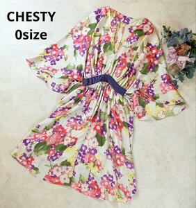 美品　CHESTY　チェスティ　花柄　キモノスリーブ　チュニックワンピース　Sサイズ　