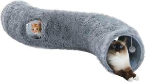 PAWZ Road 猫 トンネル おもちゃ 冬 寒さ対策 ふわふわ シャギー 長絨毛 折りたたみ式 キャットトンネル 省スペース 
