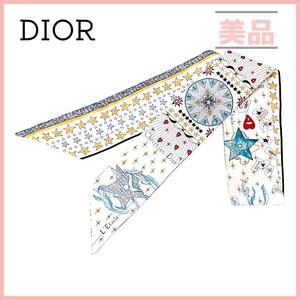 ディオール ミッツァ L'Etoile リボンスカーフ スカーフ エトワール 星 Christian Dior ツイリー ホワイト マルチカラー