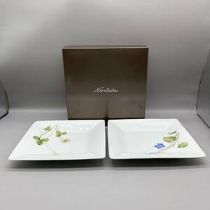 レア【送料無料】Noritake/正規品/新品未使用/19CM/スクエアプレート/2枚セット/ペア/あづまの路/P94540/1654/角皿/皿(766)