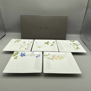 訳有/レア【送料無料】Noritake/正規品/新品未使用/あづまの路/絵変り/15CM/スクエアプレート/5枚セット/1654-15T/凹みと傷有(771)