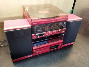 [A-1662]SHARP sharp stereo music system VG-TV6S(R) PePe red mini component [ Junk * electrification verification only ]