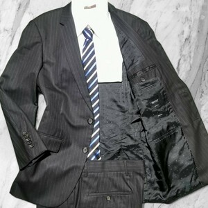 定価25万!!!特注TAILORED!!!【HUGO BOSS ヒューゴボス】極細繊維!!! SUPER160'S イタリア製 最高級◎ DRAGO社 スーツ セットアップ 46 M