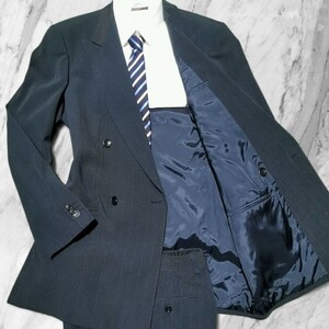 定価25万!!!未使用級!!!【アルマーニ ARMANI COLLEZIONI 】驚愕のラグジュアリー微光沢◎ ダブル スーツ セットアップ XL 春夏 ストレッチ